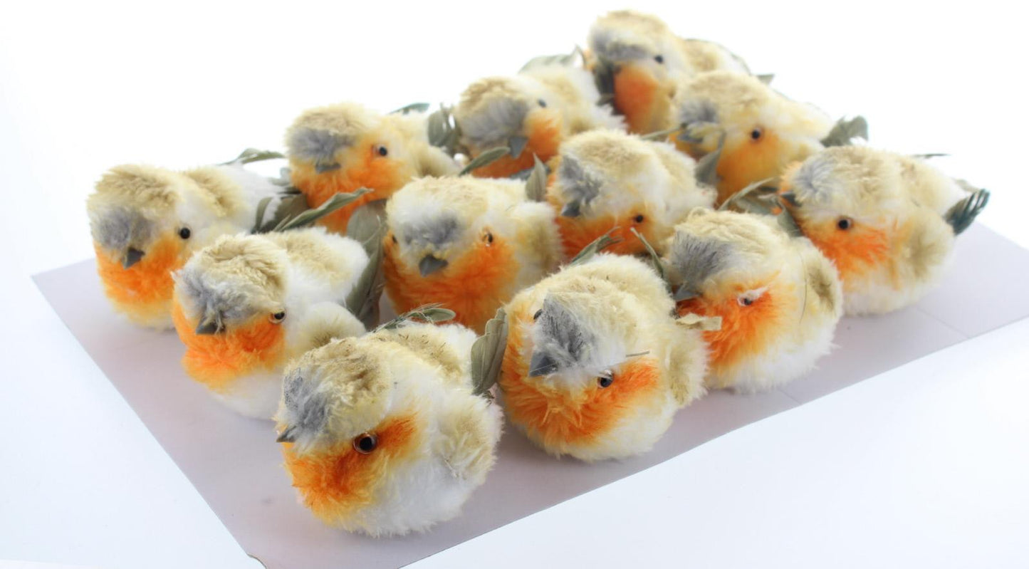 12 Artificial Feather Birds On Clips (4669)