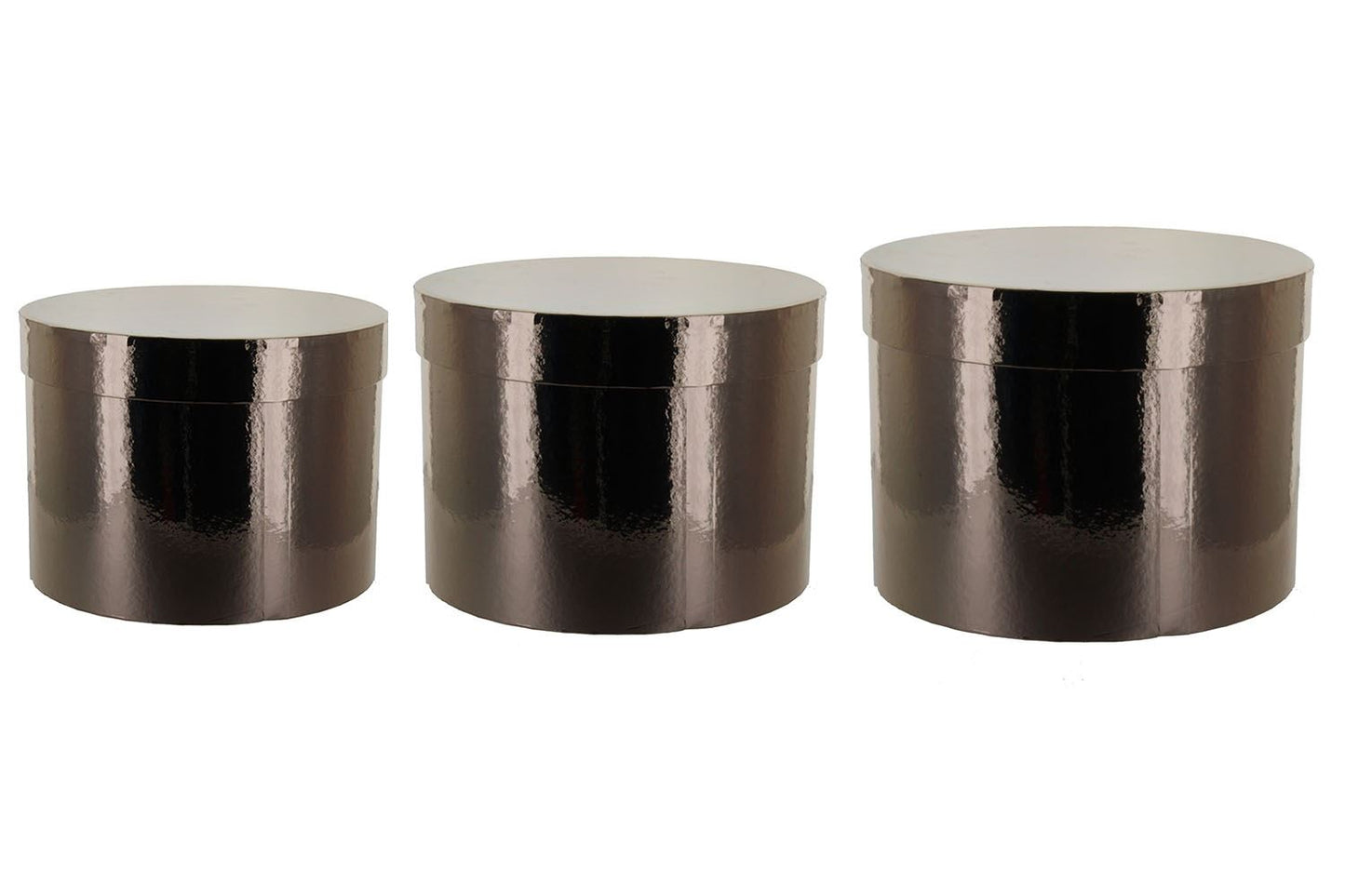 Round Sheen Lined Flower Hat boxes Christmas Colours Set of 3