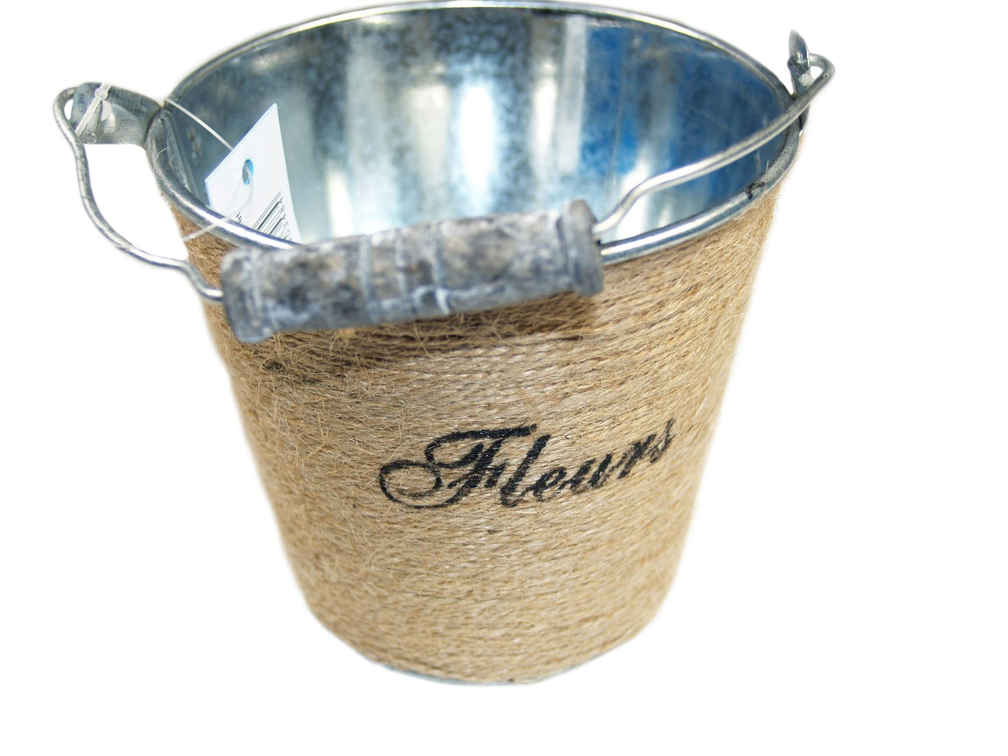 11cm Angel "Fleurs" Jute Antique Zinc Florist Flower Bucket 3904