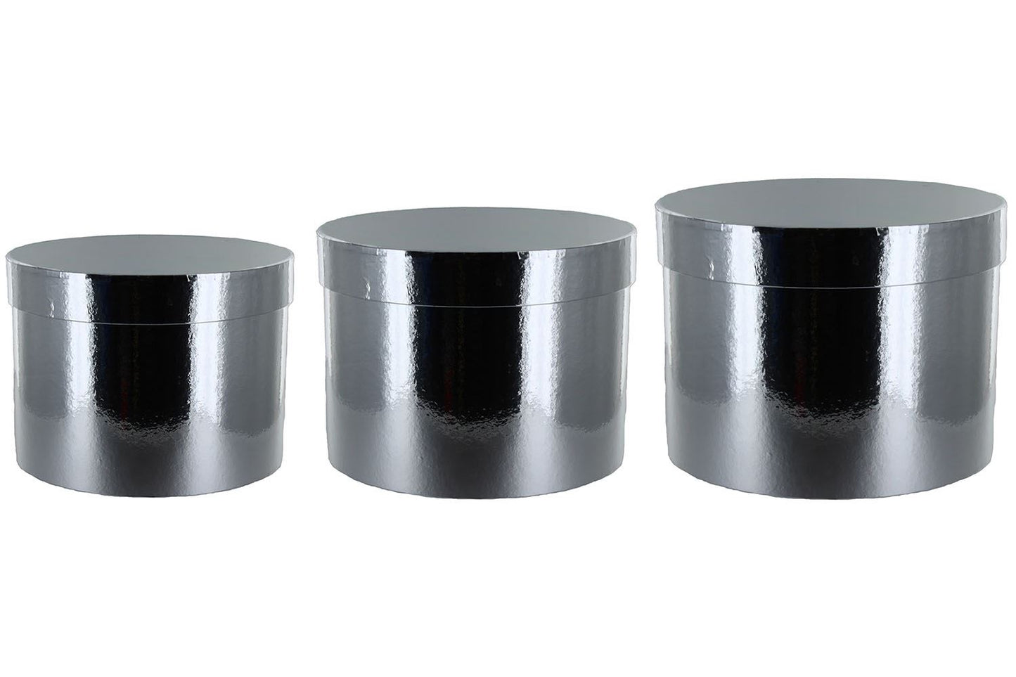 Round Sheen Lined Flower Hat boxes Christmas Colours Set of 3