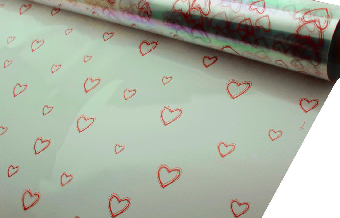 5m, 10m, 20m, 50m, 100. Valentine Frosted Hearts Florist Cellophane Gift Wrap