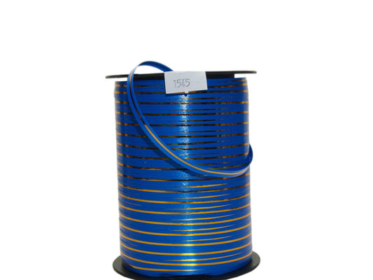 Curling Poly Ballon Ribbon with Metallic Lines 5mm x 250y Blue
