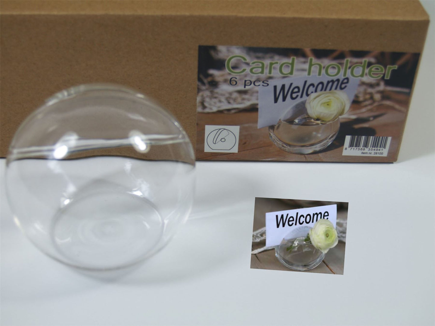 8cm Diameter Florist Glass Card Holder Flower Vase