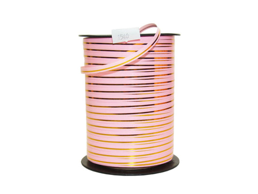 Curling Poly Florist Ribbon With Metallic Lines 5mm x 250y Pink