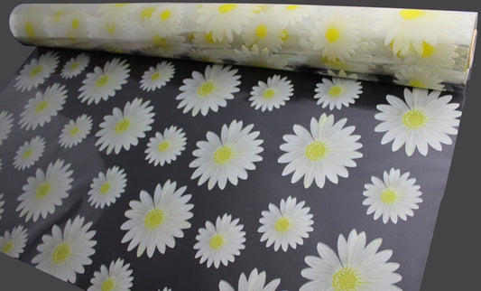 5m, 10m, 20m, 50m, 100m Ivory Daisy Florist Cellophane Roll Film Hamper Gift Wrap
