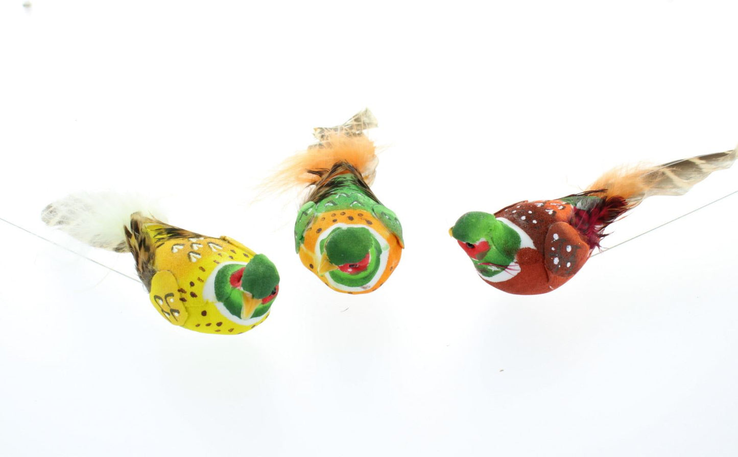 12 Artificial Feathered Birds on wire stem (4452)