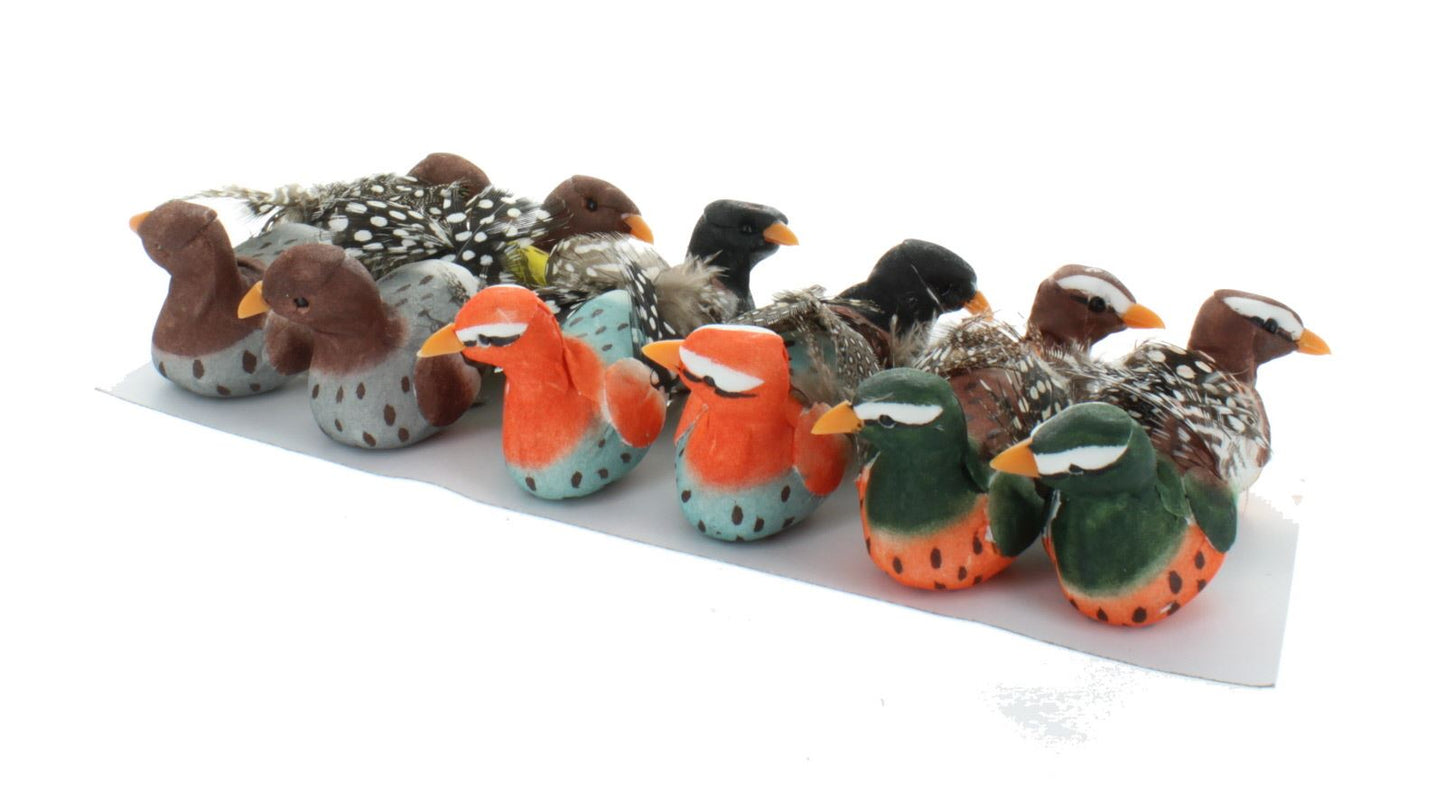 12 Artificial Feathered Birds Clips (4444)