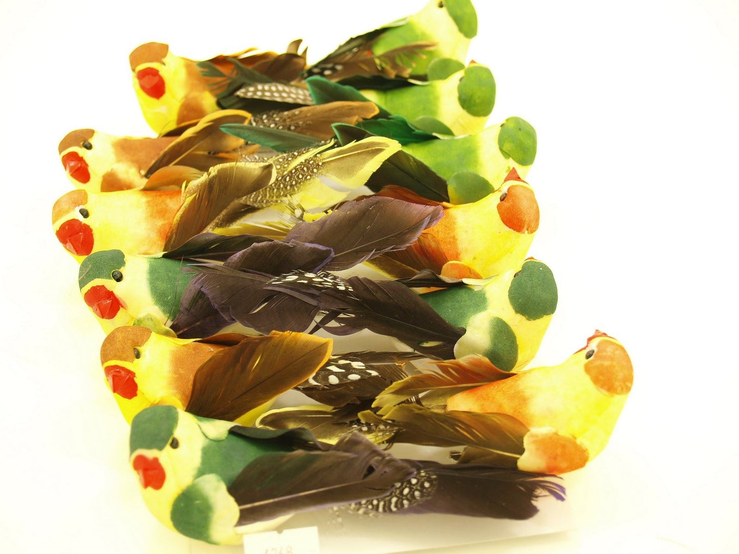 12 Artificial Feather Birds On Wire (4368)