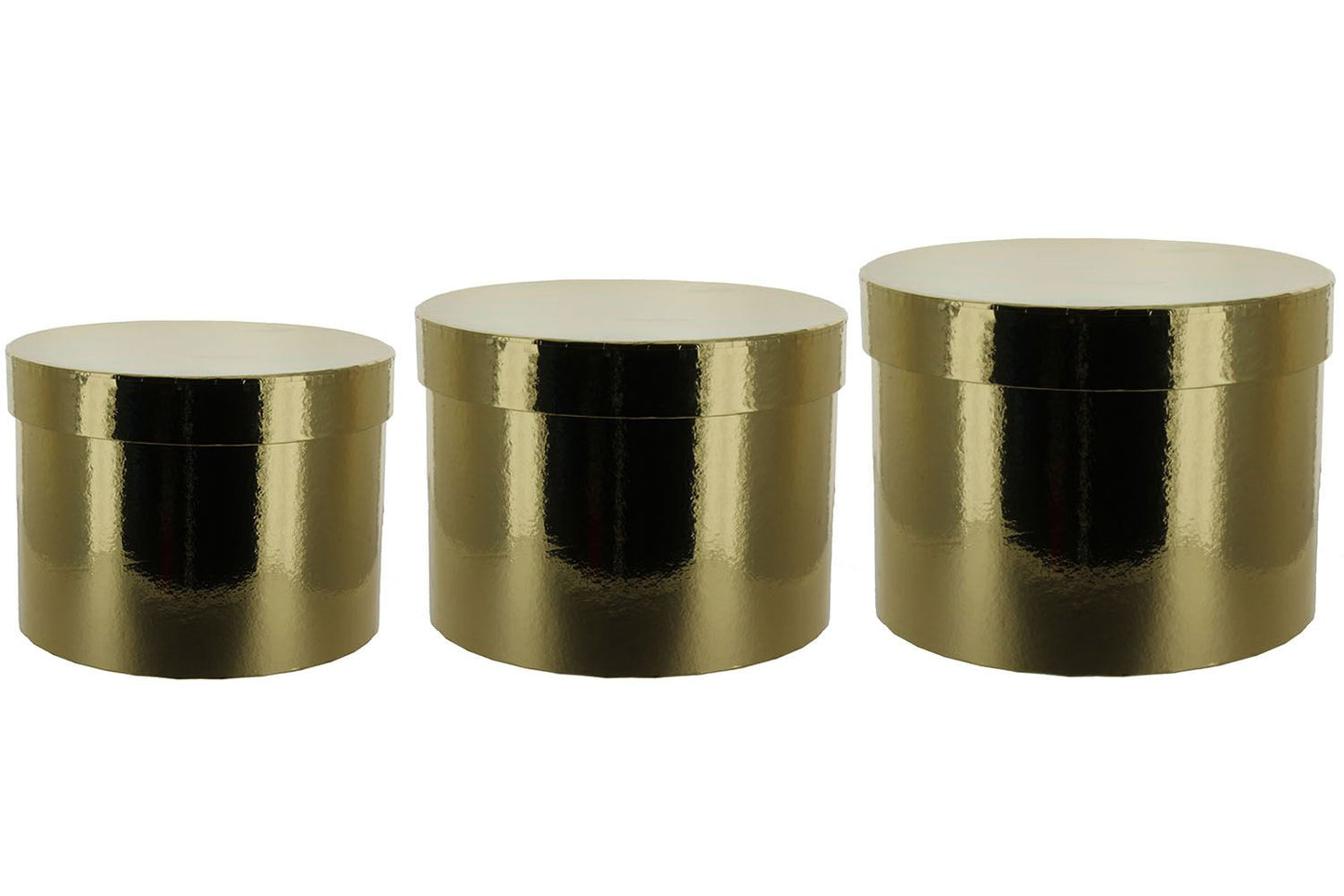 Round Sheen Lined Flower Hat boxes Christmas Colours Set of 3