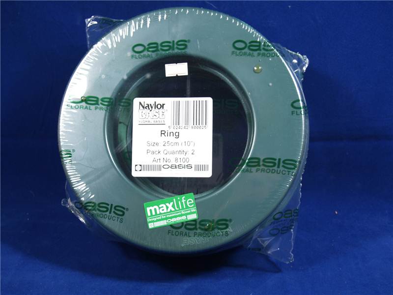 25cm (10") OASIS FLORIST PLASTIC BASE WET FOAM WREATH RING X2 (3148)