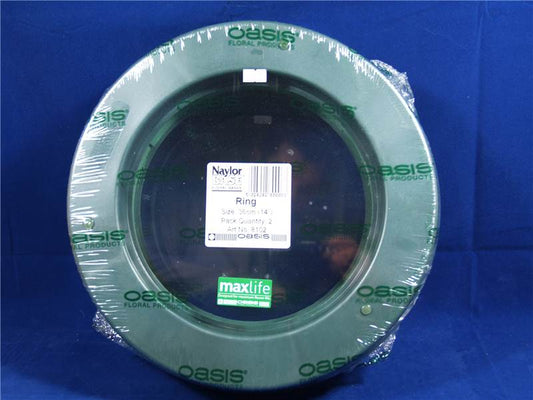 36cm (14")  OASIS FLORIST PLASTIC BASE WET FOAM WREATH RING X2 (3150)