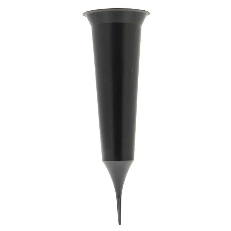 Set of 2 Plain Grave Spike Cone Vase Black (2956-2)