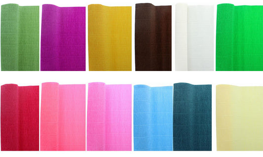 Premium Italian Floristry and Crafts Crepe Paper Roll  50cm x 2.5m All Colours