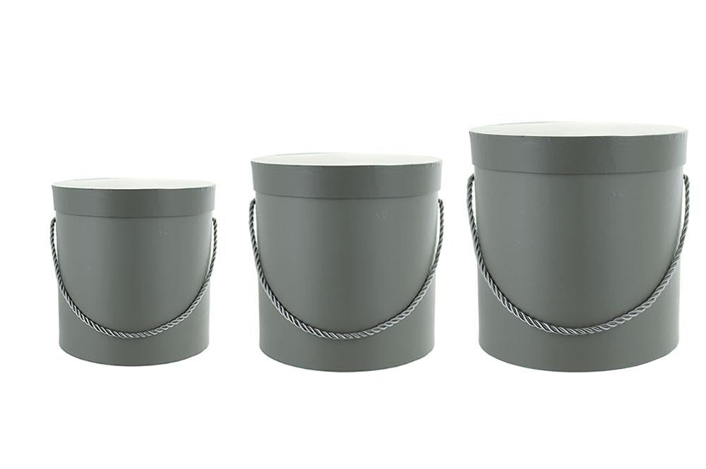 Florist Flower Decorative Gift Hat Boxes Grey set of 3