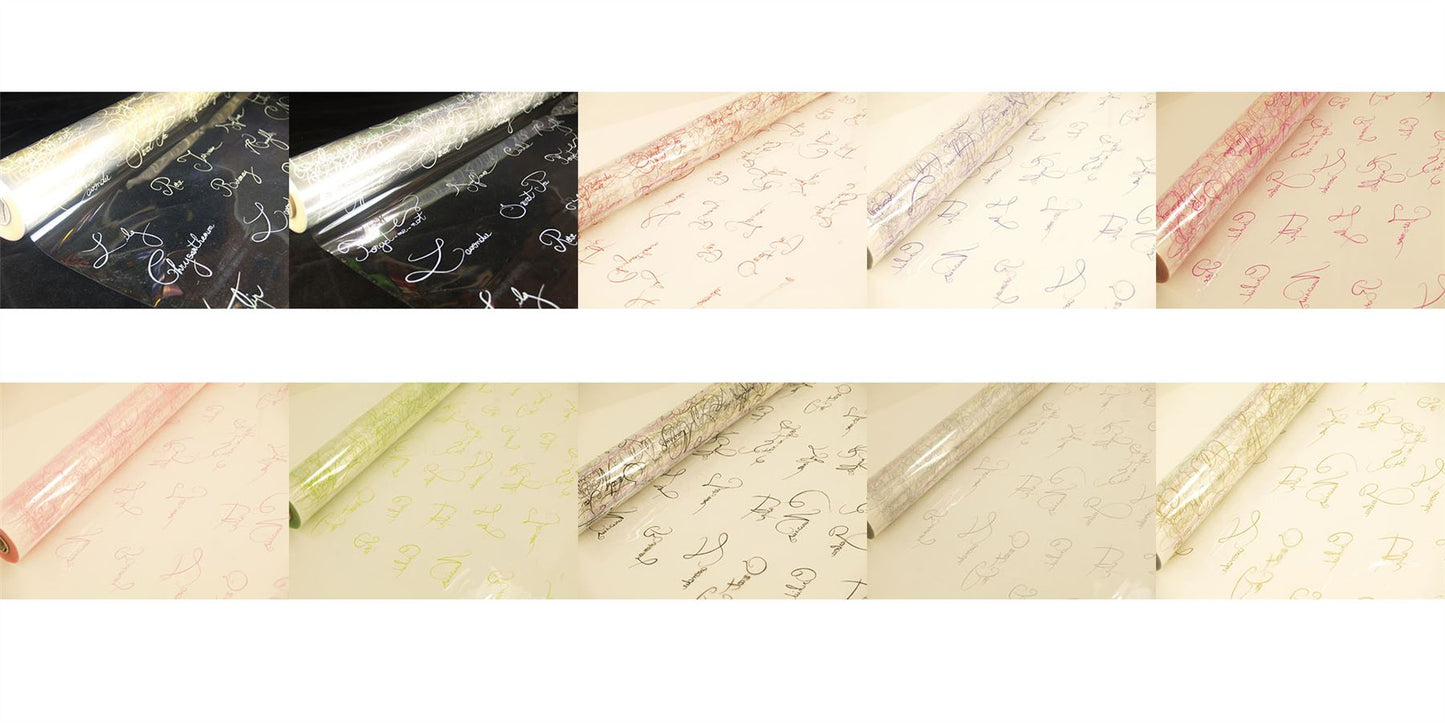 5m, 10m, 20m, 50m, 100m Script Florist Film Cellophane Gift Wrap