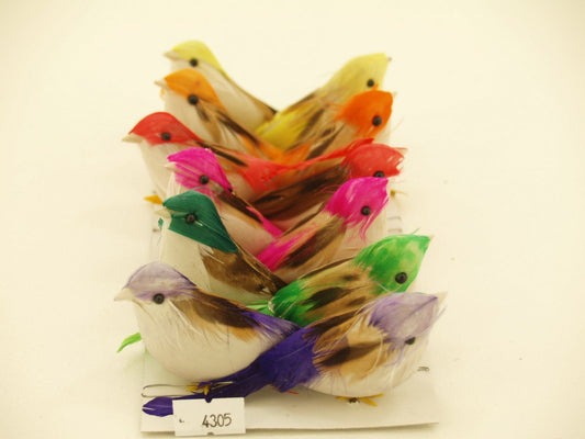 12 Artificial Feather Birds On Wire Wedding Tree Decoration (4305)