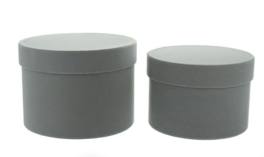 Luxury Florist Gift Flower Velvet Hat Boxes Set of 2 GreyColour 4855