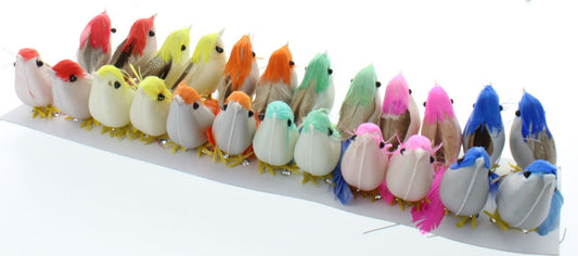 24  Artificial Feathered Birds on Wire (4439)