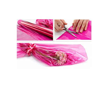 Tinted Cellophane Florist Wrap Roll 100m Cerise Pink – Hamper Gift Wrapping Film (1171)