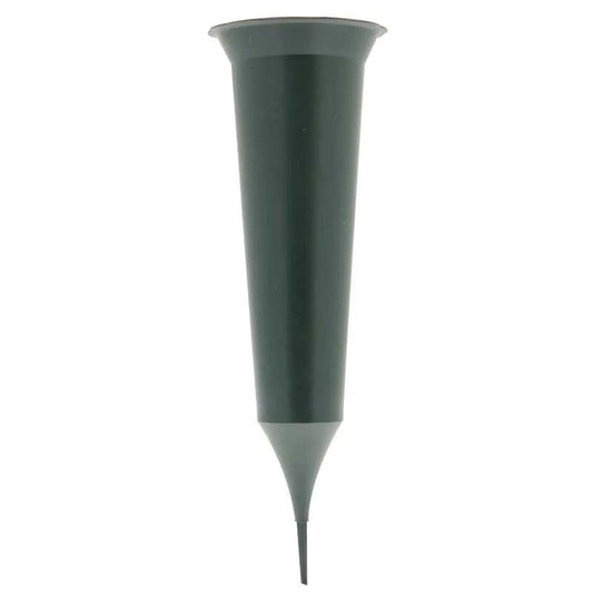 Plain Grave Spike Cone Vases – Dark Green Set of 5 | Memorial Flower Holders with Ground Spike for Cemetery & Graveside Use