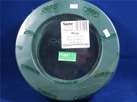 31cm (12")  OASIS FLORIST PLASTIC BASE WET FOAM WREATH RING X2 (3149)